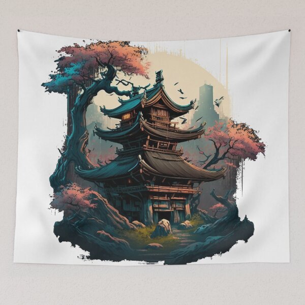 Item preview, Japanese Temple Digital Painting designed and sold by Cycle-Seven.