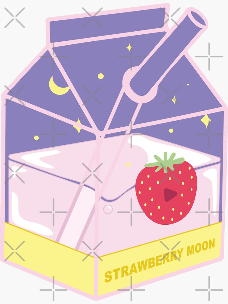 "Strawberry moon milk" Sticker for Sale by Tucreate Redbubble