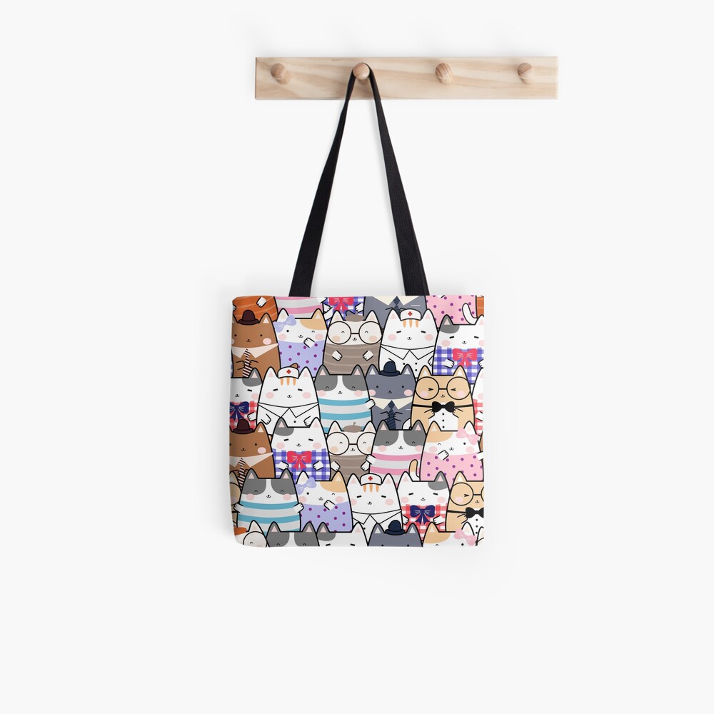Kawaii Hello Kitty Head Blue Plaid Pattern Shoulder Bag