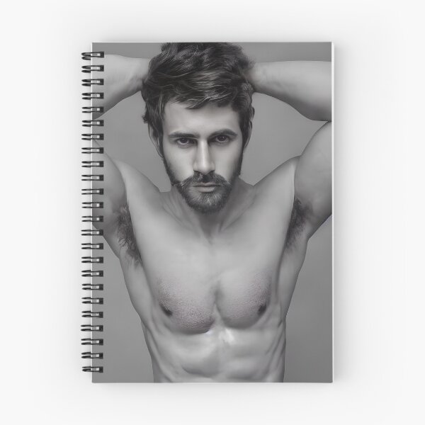 Item preview, Black and White Image of Bearded Man with Alluring Eyes  designed and sold by LthrDaddyBear.