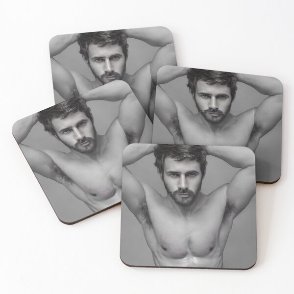 Item preview, Black and White Image of Bearded Man with Alluring Eyes  designed and sold by LthrDaddyBear.