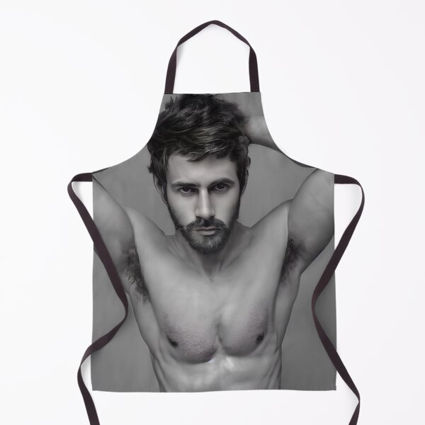 Item preview, Black and White Image of Bearded Man with Alluring Eyes designed and sold by LthrDaddyBear.