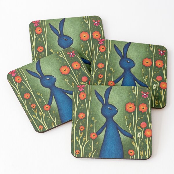 Item preview, blue rabbit in flowers designed and sold by SBlagojevic.
