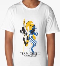 Team Greece Roller Derby Logo (White Background) Long T-Shirt