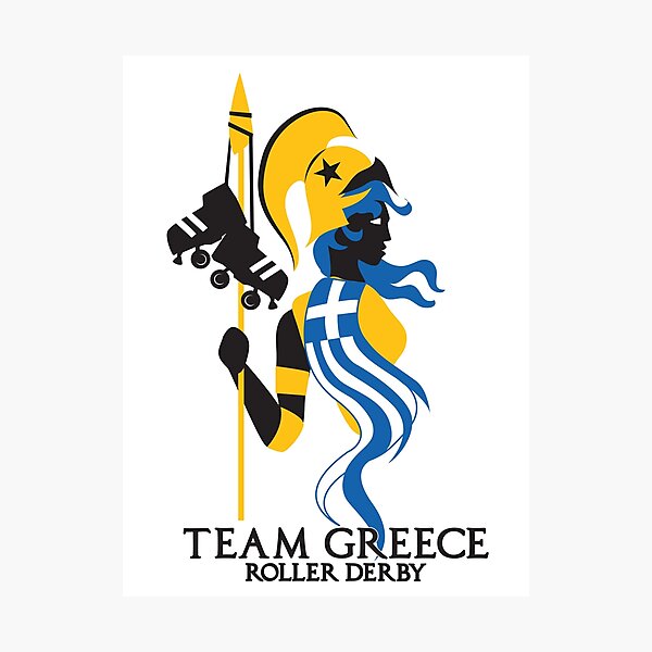 Aperçu de l'œuvre Équipe Grèce Roller Derby Logo (Fond blanc) créée et vendue par randomkige.