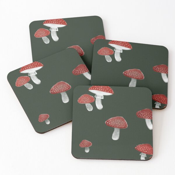 Item preview, Red Mushrooms Forest Art Pattern designed and sold by Glatti.