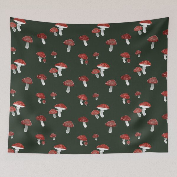 Item preview, Red Mushrooms Forest Art Pattern designed and sold by Glatti.
