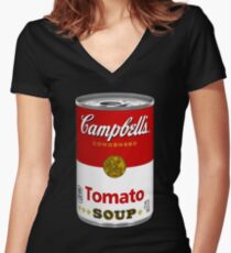 Echter realistischer Aufkleber der Campbells-Suppe Tailliertes T-Shirt mit V-Ausschnitt
