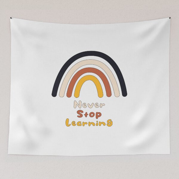 Item preview, Never stop learning motivational boho rainbow designed and sold by Awesome 4 all.