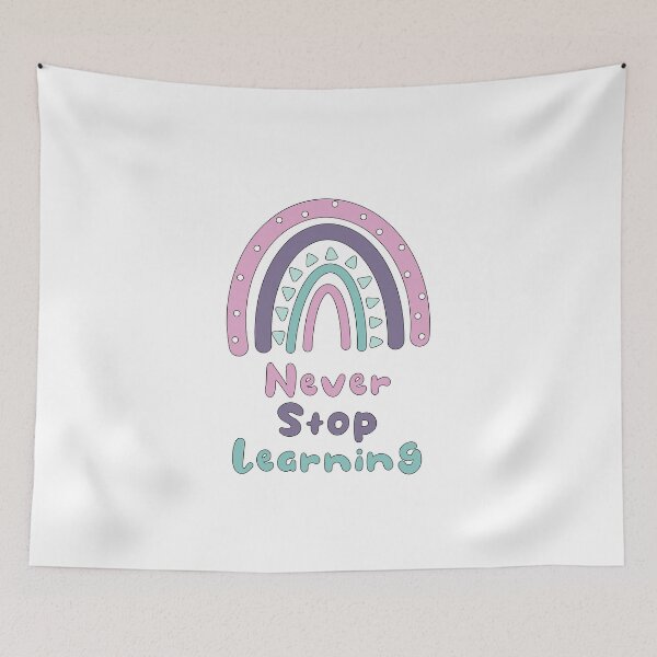Item preview, Never stop learning inspirational boho rainbow designed and sold by Awesome 4 all.