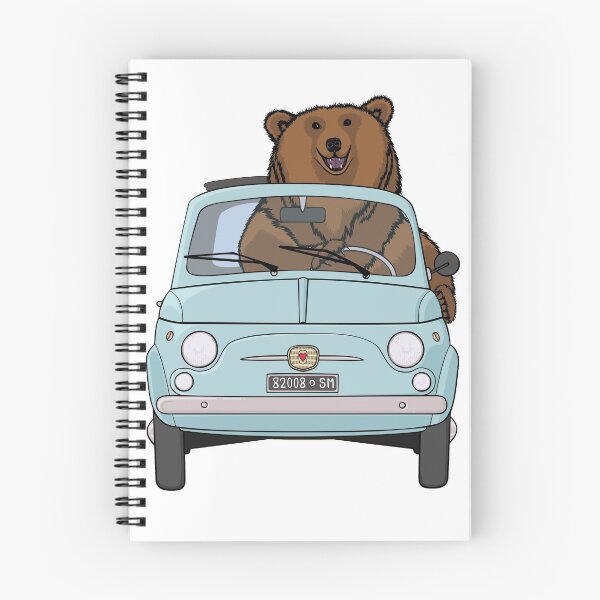 Aperçu de l'œuvre Ours dans une Fiat 500 vintage bleu pâle créée et vendue par Simut-P.