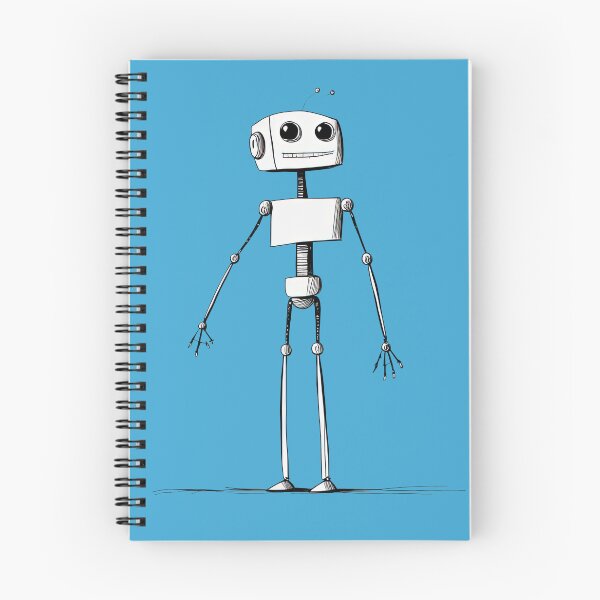 Item preview, Happy Robot line art print designed and sold by ThePurpleMelon.