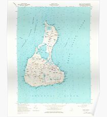 Póster USGS TOPO Map Rhode Island RI Block Island 353243 1957 24000