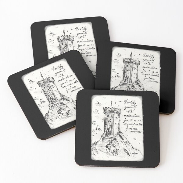 Item preview, Quote Card #4 - Epictetus - Fortify yourself with moderation, for it is an impenetrable fortress. - Fortress on a hill designed and sold by WordsOf--Wisdom.