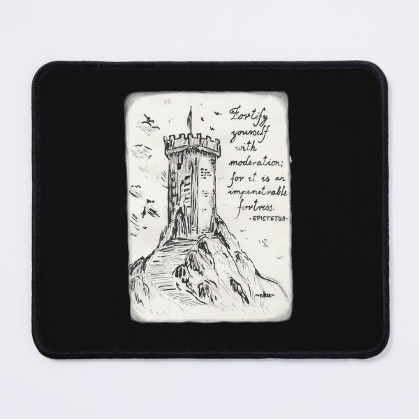 Item preview, Quote Card #4 - Epictetus - Fortify yourself with moderation, for it is an impenetrable fortress. - Fortress on a hill designed and sold by WordsOf--Wisdom.