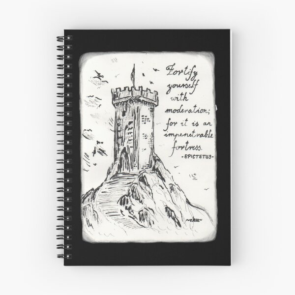 Item preview, Quote Card #4 - Epictetus - Fortify yourself with moderation, for it is an impenetrable fortress. - Fortress on a hill designed and sold by WordsOf--Wisdom.