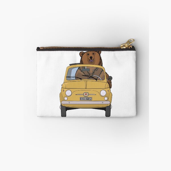 Item preview, Brown bear driving a yellow retro Fiat 500 designed and sold by Simut-P.