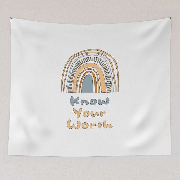 Item preview, Know your worth motivational colorful boho rainbow designed and sold by Awesome 4 all.