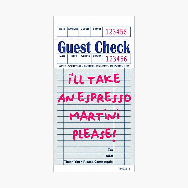 Item preview, ESPRESSO MARTINI GUEST CHECK designed and sold by abbymoriartyy.