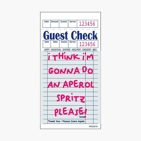 Item preview, APEROL SPRITZ GUEST CHECK designed and sold by abbymoriartyy.