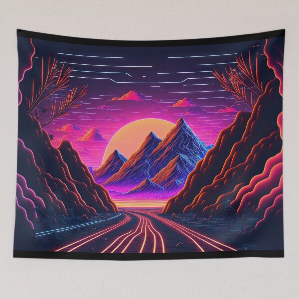 Item preview, Retro Sunrise: A Synthwave Journey Through the Mountains designed and sold by Mullet Monkey.