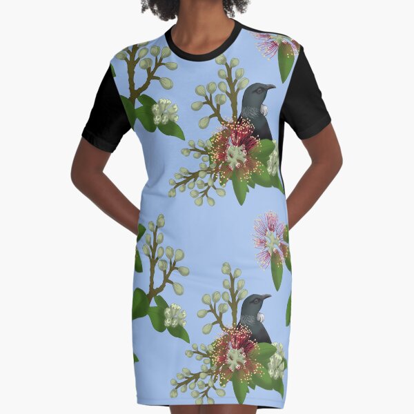 Tui in Pohutukawa Graphic T-Shirt Dress