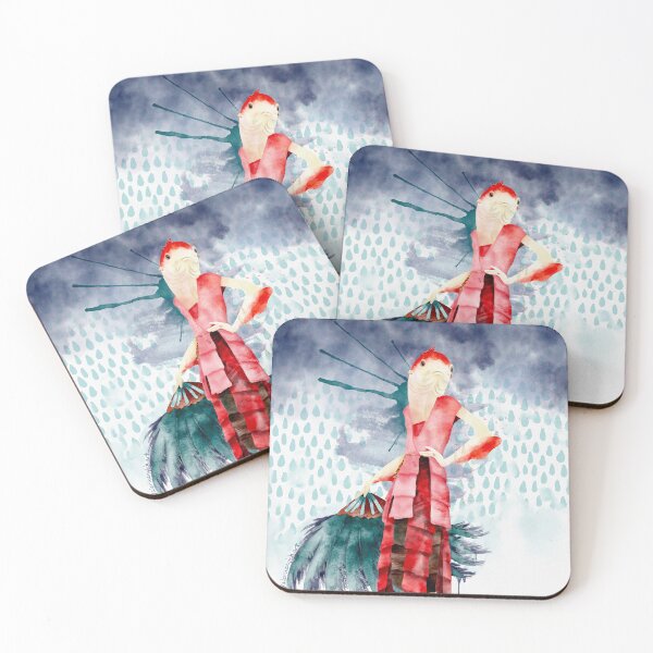 Item preview, Flapper Reverse Mermaid Messy Raindrop Watercolor Painting designed and sold by Valerie Englehart.