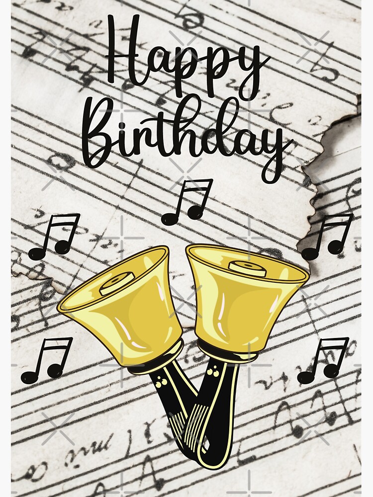 "Happy Birthday with Handbells" Sticker for Sale by glideproducts
