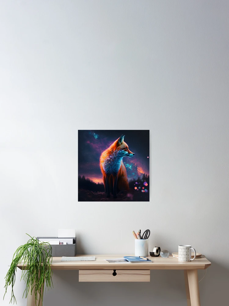 Thumbnail 2 of 3, Poster, Space Fox designed and sold by RiluAI.