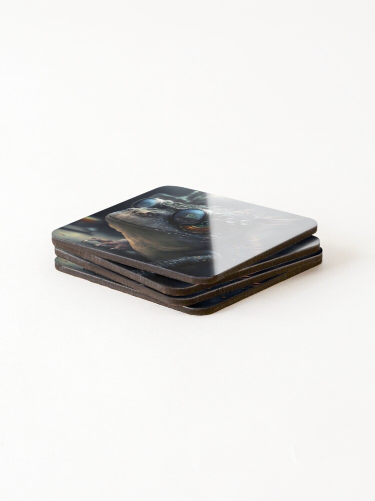 Thumbnail 4 of 5, Coasters (Set of 4), cool bionic lizard designed and sold by RiluAI.