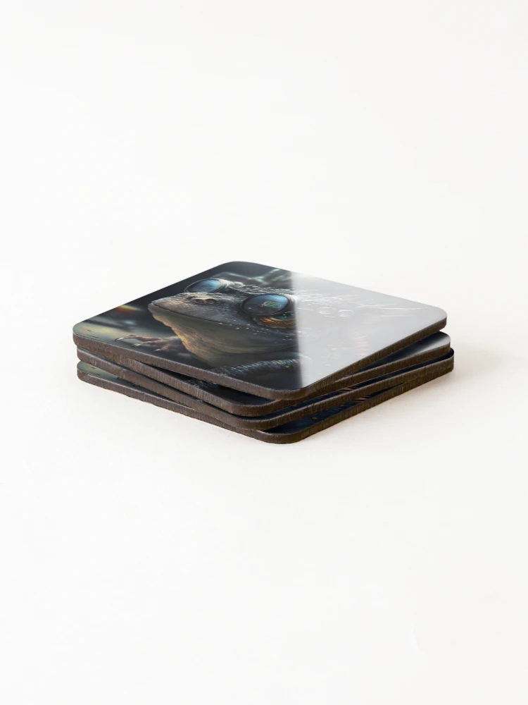 Thumbnail 4 of 5, Coasters (Set of 4), cool bionic lizard designed and sold by RiluAI.