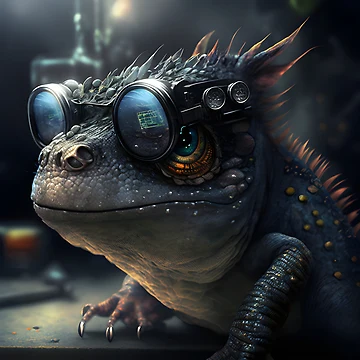 Artwork thumbnail, cool bionic lizard by RiluAI