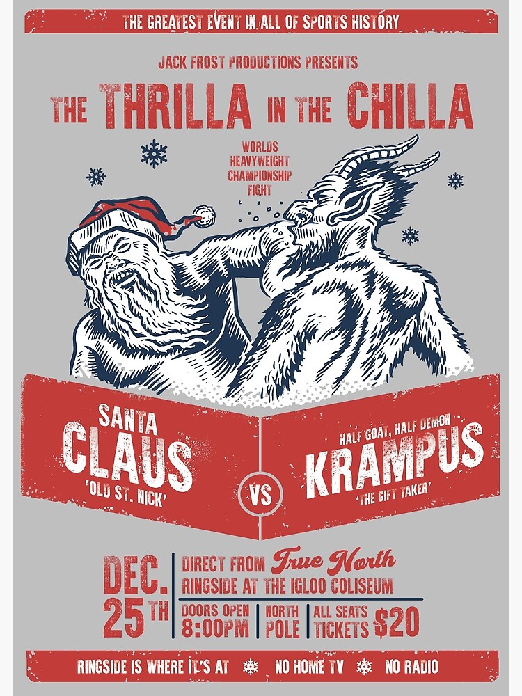 Disover Santa Claus VS Krampus: The Thrilla in the Chilla Premium Matte Vertical Poster