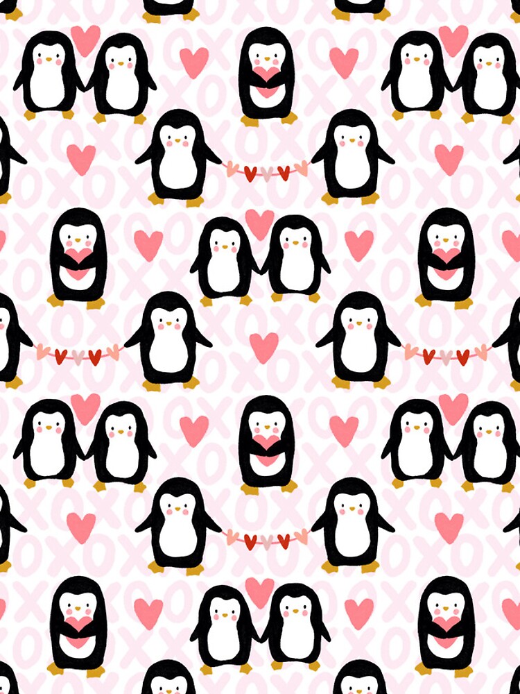 Thumbnail 4 of 4, iPhone Case, Valentine Penguin Hearts Repeating Pattern designed and sold by RDevane.