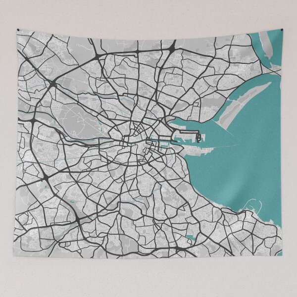 Item preview, Dublin Ireland Map - Minimal Style w/ Roads designed and sold by wxnw-designs.
