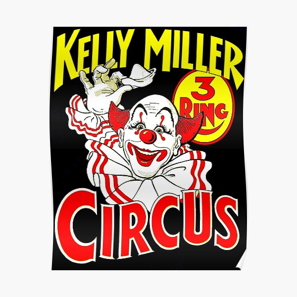 KELLY MILLER : Vintage 1938 Circus Clown Advertising Print Poster