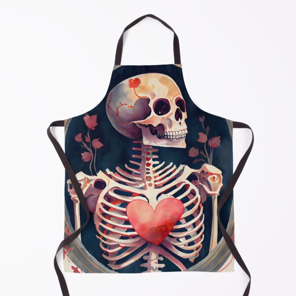 Item preview, Goth Gothic Horror Skeleton Valentine with Hearts Watercolor Freaky designed and sold by CGSGraphics.