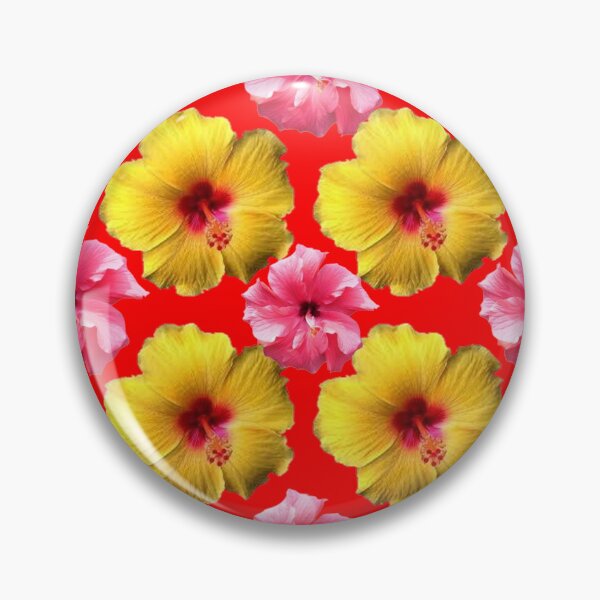 Item preview, YELLOW, PINK HIBISCUS FLOWER PATTERNS RED ART designed and sold by sharlesart.