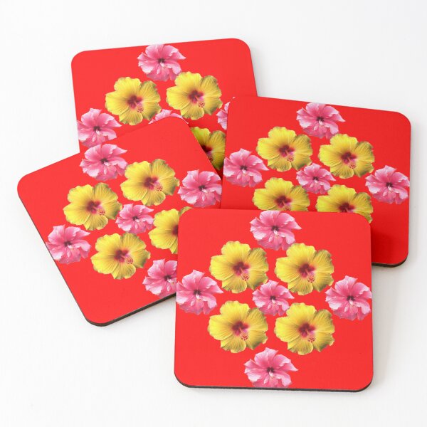 Item preview, YELLOW, PINK HIBISCUS FLOWER PATTERNS RED ART designed and sold by sharlesart.