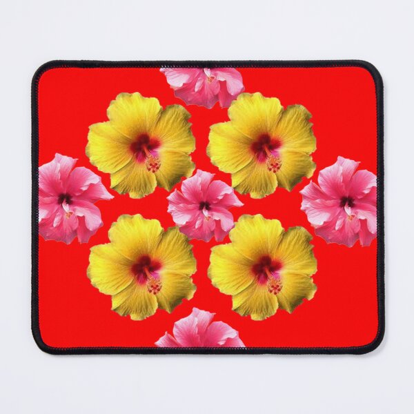 Item preview, YELLOW, PINK HIBISCUS FLOWER PATTERNS RED ART designed and sold by sharlesart.