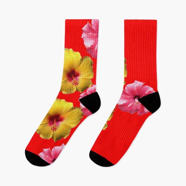 Item preview, YELLOW, PINK HIBISCUS FLOWER PATTERNS RED ART designed and sold by sharlesart.