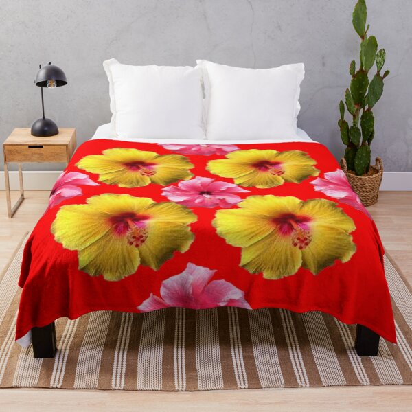Item preview, YELLOW, PINK HIBISCUS FLOWER PATTERNS RED ART designed and sold by sharlesart.