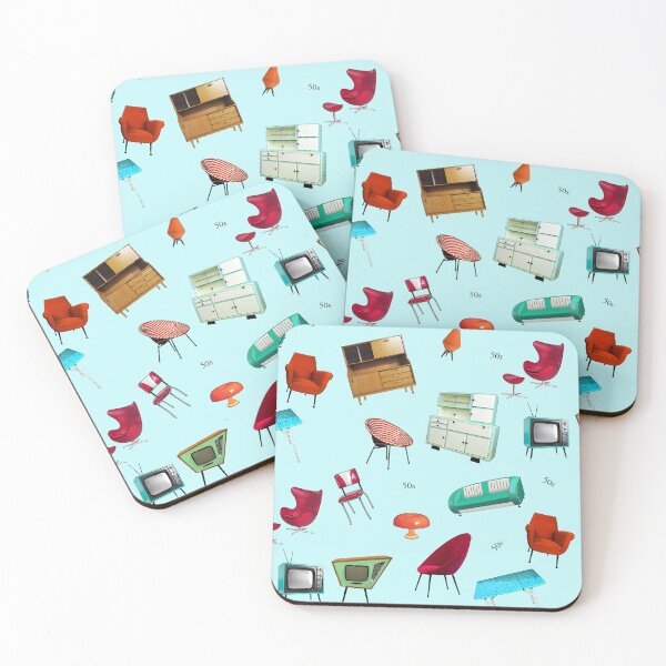 Item preview, 50s classic fabric design on blue designed and sold by TerenceLacey.