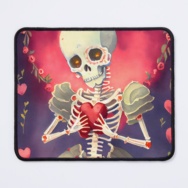 Item preview, Cute Romantic Goth Gothic Horror Skeleton Valentine with Hearts Watercolor Freaky designed and sold by CGSGraphics.