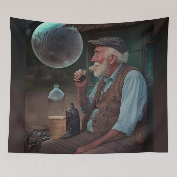 Item preview, The coffee shop man with the moon designed and sold by Shagrah.