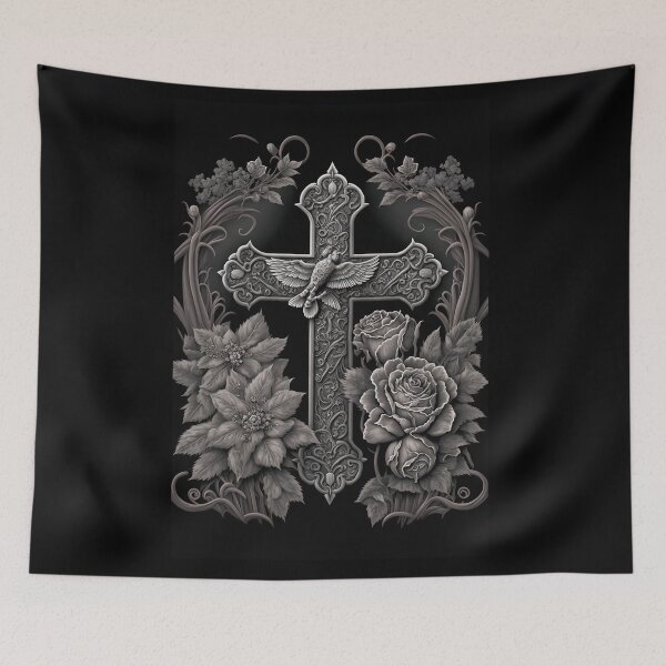 Item preview, Eternal Love: Gothic Cross and Flowers  designed and sold by Myriam Iart.