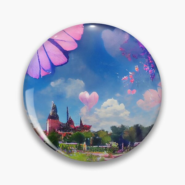 Item preview, a painting of a butterfly flying over a garden designed and sold by DesignAtYO.