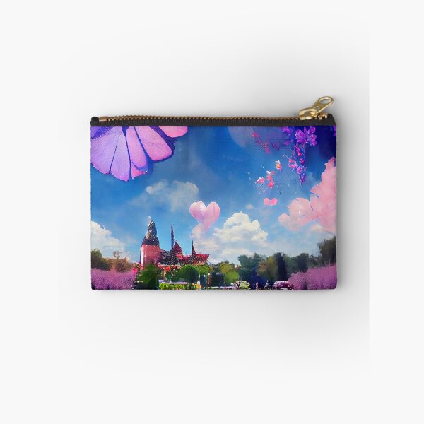 Item preview, a painting of a butterfly flying over a garden designed and sold by DesignAtYO.