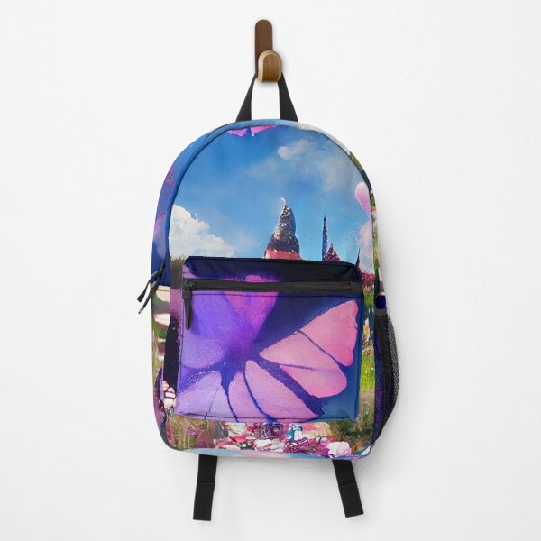 Item preview, a painting of a butterfly flying over a garden designed and sold by DesignAtYO.