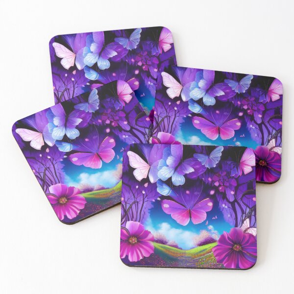 Item preview, a painting of purple flowers and butterflies designed and sold by DesignAtYO.